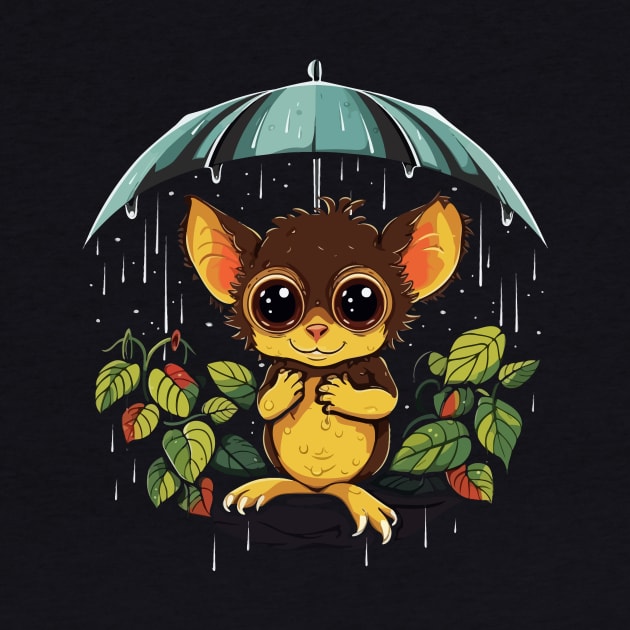 Tarsier Rainy Day With Umbrella by JH Mart